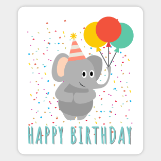 Happy Birthday || Cute Elephant Birthday Card Magnet